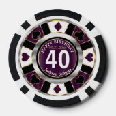 Casino Chip Las Vegas Geburtstag - Lila (Rückseite)