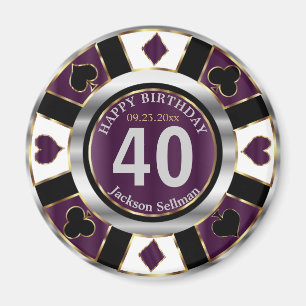 Casino Chip Las Vegas Geburtstag - Lila Magnet