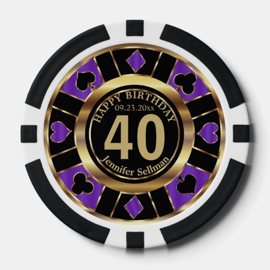 Casino Chip Las Vegas Geburtstag - Lila und Gold (Vorderseite)