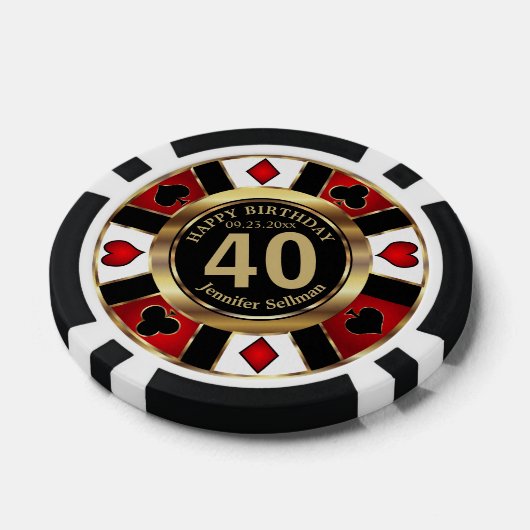 Casino Chip Las Vegas Geburtstag - Rot (Einzeln)