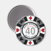 Casino Chip Las Vegas Geburtstag - Silber Magnet (Vorderseite/Rückseite)