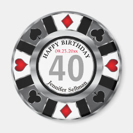 Casino Chip Las Vegas Geburtstag - Silber Magnet