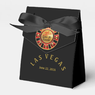 Casino-Chip von Las Vegas   Schwarzes Gold und Rot Geschenkschachtel