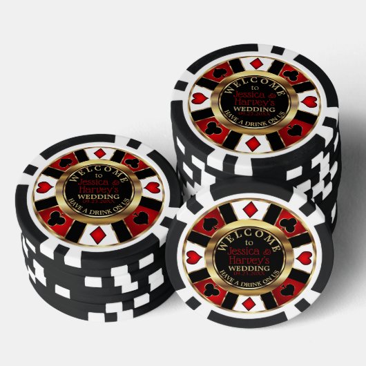 Casino Chip Wedding - Drink auf uns - Rot (Stapel)