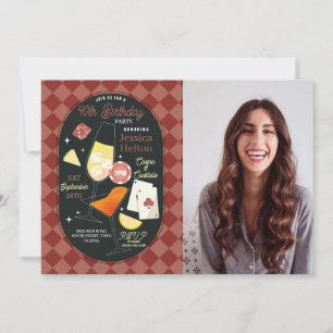 Casino-Cocktails Las Vegas Geburtstags-Würfel Foto Einladung