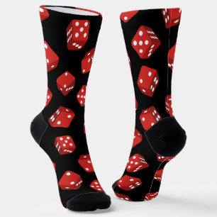 Casino Craps Rote Würfel auf schwarzem Muster Socken