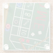 Casino Craps Tisch mit Chips und Würfeln Glasuntersetzer (Rückseite)