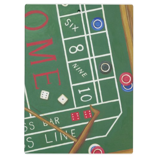 Casino Craps Tisch mit Chips und Würfeln Klemmbrett (Rückseite)