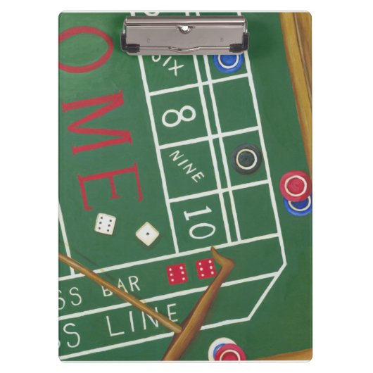 Casino Craps Tisch mit Chips und Würfeln Klemmbrett (Vorderseite)