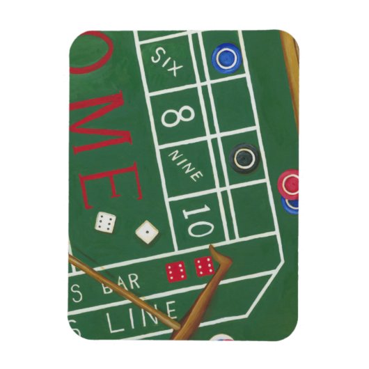 Casino Craps Tisch mit Chips und Würfeln Magnet (Vertikal)