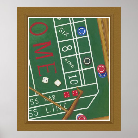 Casino Craps Tisch mit Chips und Würfeln Poster (Vorne)