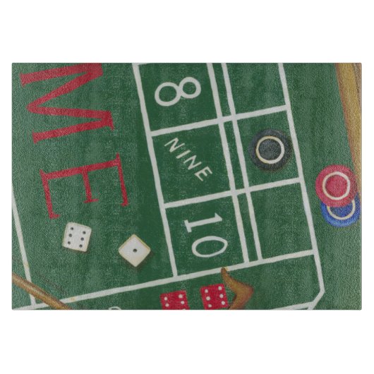 Casino Craps Tisch mit Chips und Würfeln Schneidebrett (Vorderseite)