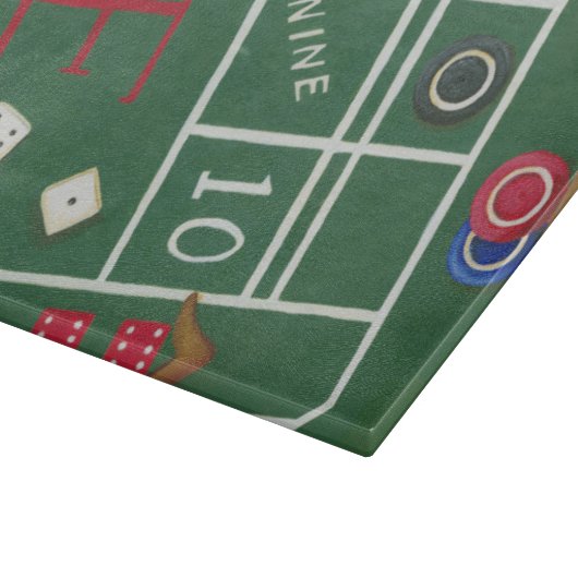 Casino Craps Tisch mit Chips und Würfeln Schneidebrett (Ecke)