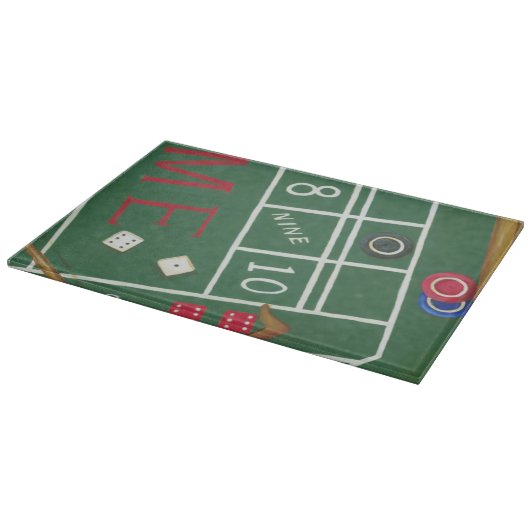Casino Craps Tisch mit Chips und Würfeln Schneidebrett (Ecke)
