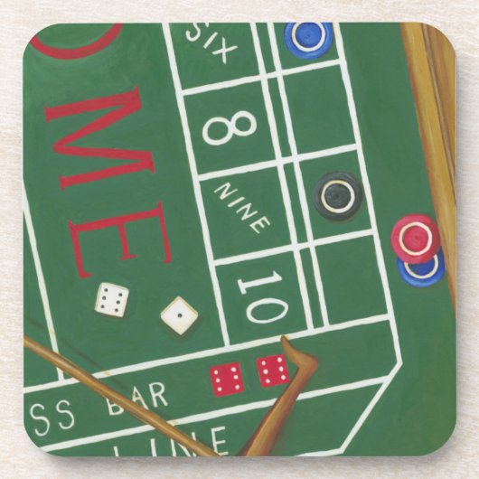 Casino Craps Tisch mit Chips und Würfeln Untersetzer (Vorderseite)