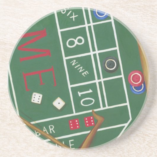 Casino Craps Tisch mit Chips und Würfeln Untersetzer (Vorne)