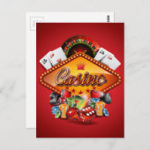 Casino-Darstellung mit Spielelementen Postkarte (Vorne/Hinten)