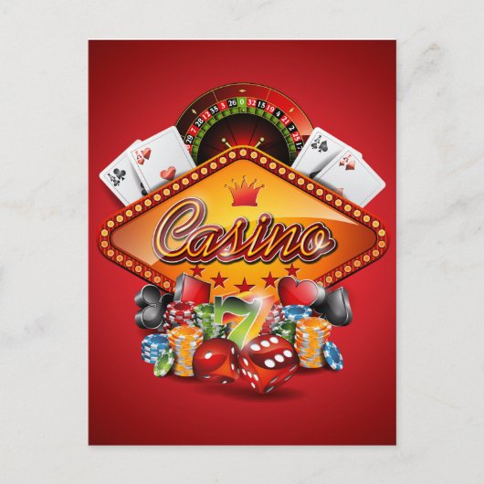Casino-Darstellung mit Spielelementen Postkarte (Vorderseite)