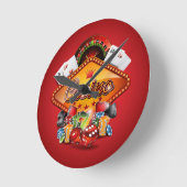 Casino-Darstellung mit Spielelementen Runde Wanduhr (Winkel)