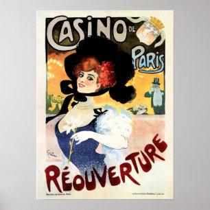 CASINO DE PARIS Reouverspiel Musik Vintag Französi Poster