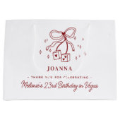 Casino Dice Bow Custom Name Vegas Birthday Party Große Geschenktüte (Vorderseite)