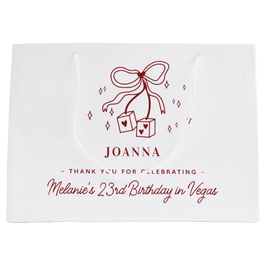 Casino Dice Bow Custom Name Vegas Birthday Party Große Geschenktüte (Vorderseite)