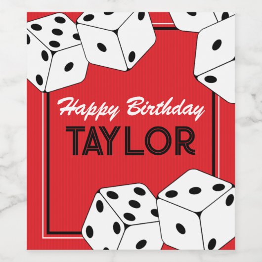 Casino Dice Geburtstag Weinflaschen Etiketten (Einzelnes Label)