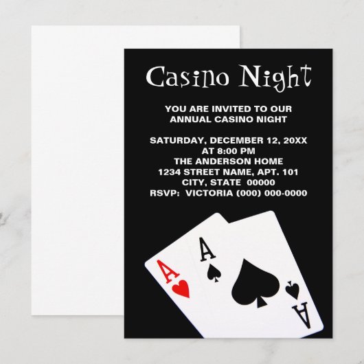 Casino Einladung (Vorne/Hinten)