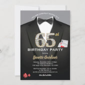 Casino Einladung zum 65. Geburtstag. Schwarz und G (Vorderseite)
