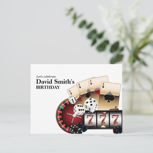 Casino Erwachsenenspiel Geburtstag Postkarte Einla (Stehend Vorderseite)