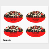 Casino Gambler-Adressetikett Lucky Red Ovaler Aufkleber (Blatt)