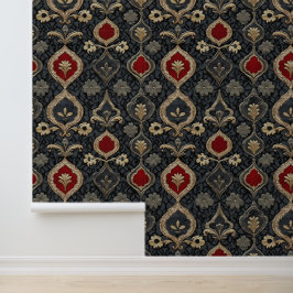 Casino Gambling Games Red & Black Damask Royal Tapete