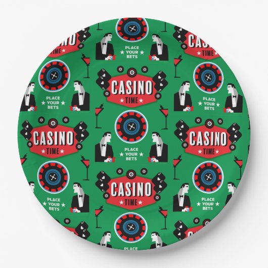 Casino Gambling Poker Roulette Pappteller (Vorderseite)