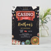 Casino Geburtstag Einladung (Stehend Vorderseite)