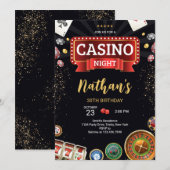 Casino Geburtstag Einladung (Vorne/Hinten)