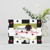 Casino-Geburtstagsüberraschung Einladung (Stehend Vorderseite)