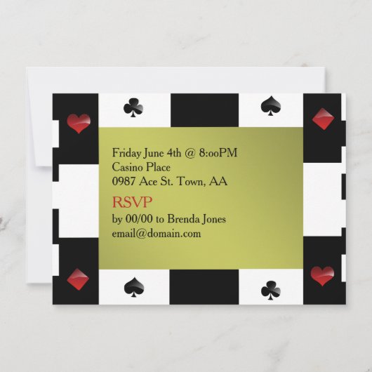 Casino-Geburtstagsüberraschung Einladung (Rückseite)
