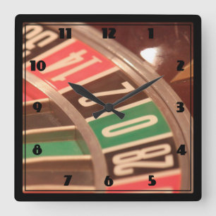 Casino-Glücksspiel-Rouletterad im vintage Retro-St Quadratische Wanduhr