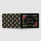 Casino Gold Art Deco Rahmen Roaring 20er Hochzeit Gästebuch (Voll)