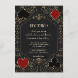 Casino Gold Black 20s Gatsby Wedding Reception Begleitkarte