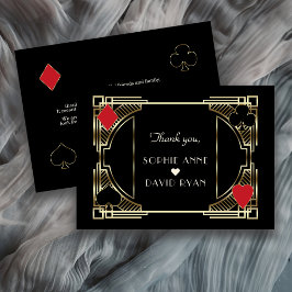 Casino Gold Black Art Deco Roaring 20 Jahre Hochze Dankeskarte