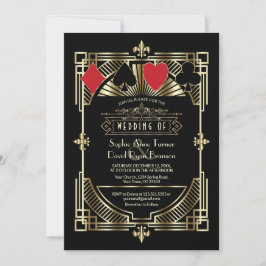Casino Gold Black Art Deco Roaring 20 Jahre Hochze Einladung