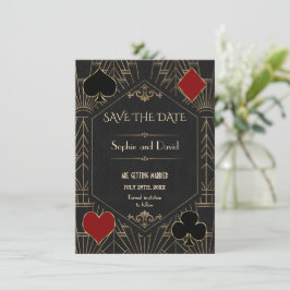 Casino Gold Black Gatsby Wedding Save The Date Einladung