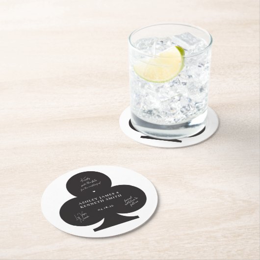 Casino Hochzeit Speichern Sie das Datum Runder Pappuntersetzer (Vor Ort)