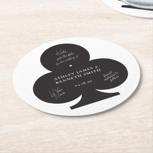 Casino Hochzeit Speichern Sie das Datum Runder Pappuntersetzer (Angewinkelt)