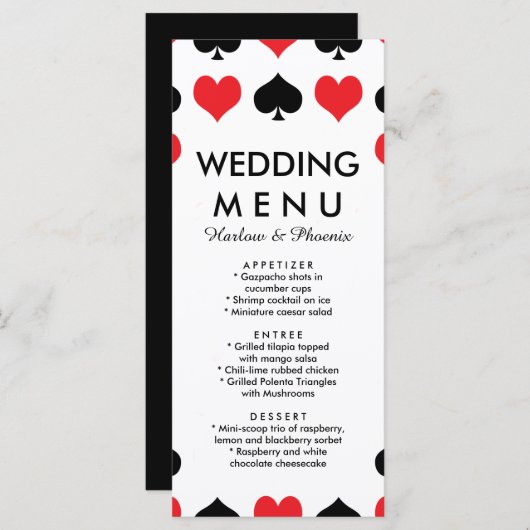 Casino Hochzeitsmenü Menükarte (Vorne/Hinten)