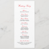 Casino-Hochzeitsprogramme Programm (Rückseite)