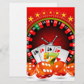 Casino-Illustration mit Roulette-Rad und Würfeln (Vorne/Hinten)