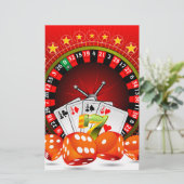 Casino-Illustration mit Roulette-Rad und Würfeln (Stehend Vorderseite)