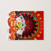 Casino-Illustration mit Roulette-Rad und Würfeln Puzzle (Horizontal)